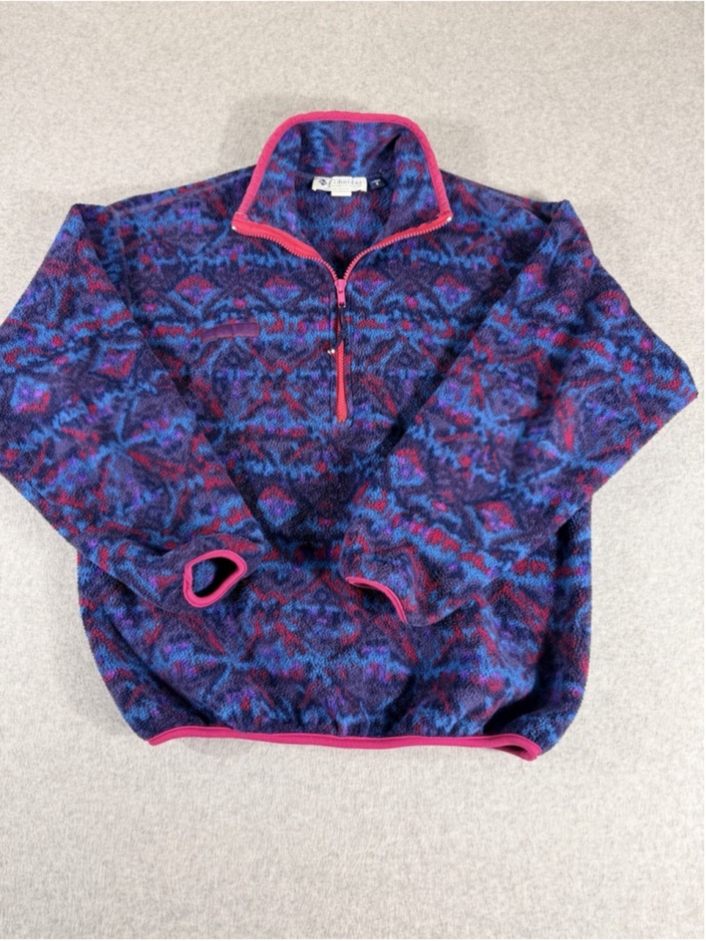 Vintage Columbia Fleece Womens Small 1/4 Zip Pullover USA Made 90s Aztec